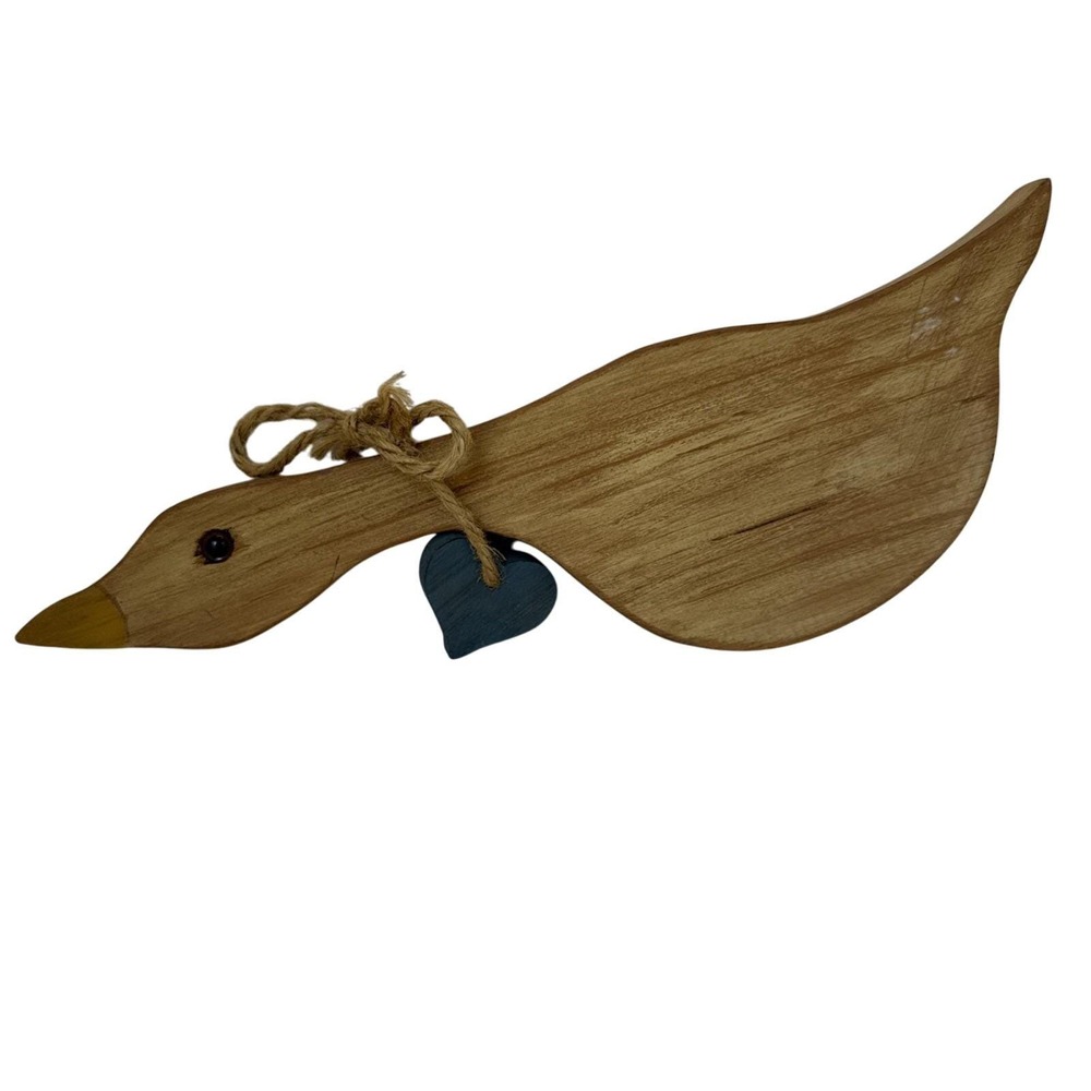 Wooden Duck‎ With Heart Cottagecore Folk Art Vintage